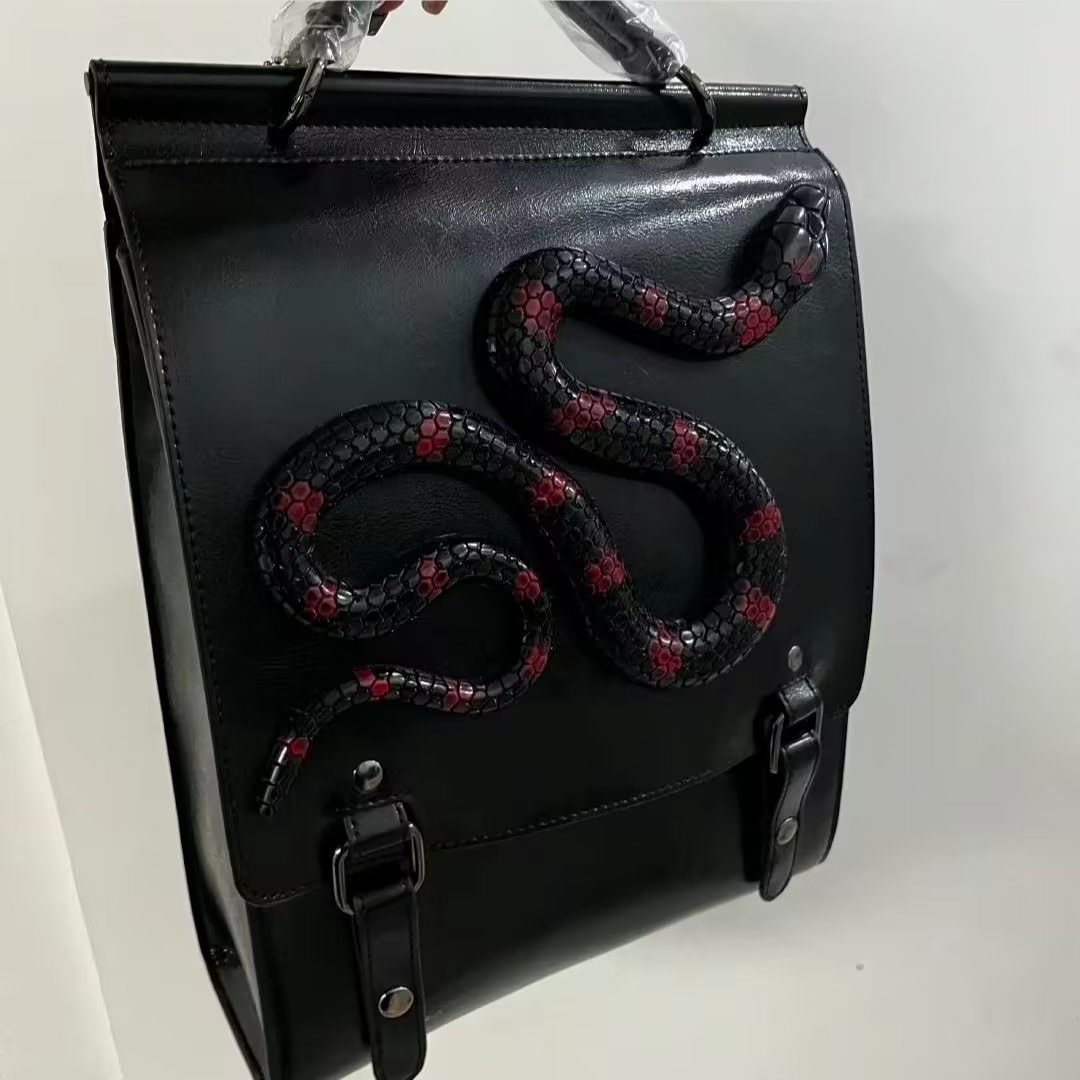 Streetwear Brand Backpack - Original Designer Brand Cowhide Three-dimensional Snake