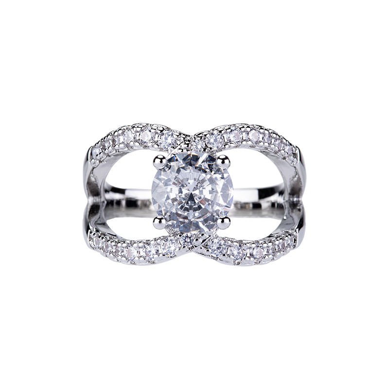 Streetwear Brand Rings - 925 Sterling Silver Shiny Zirconia Womens