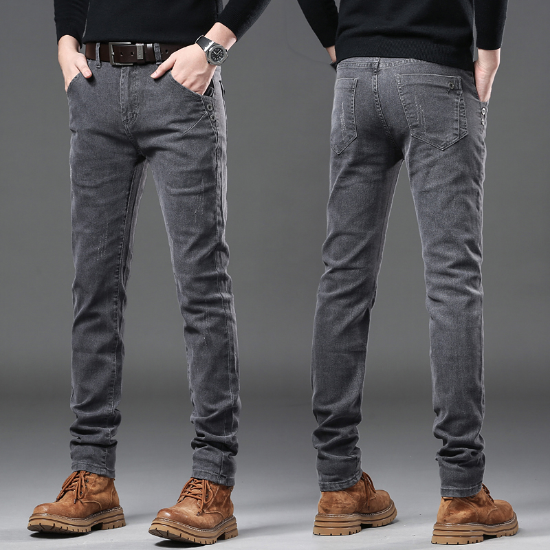 Streetwear Brand Jeans - New Pure Gray Korean Slim Jeans