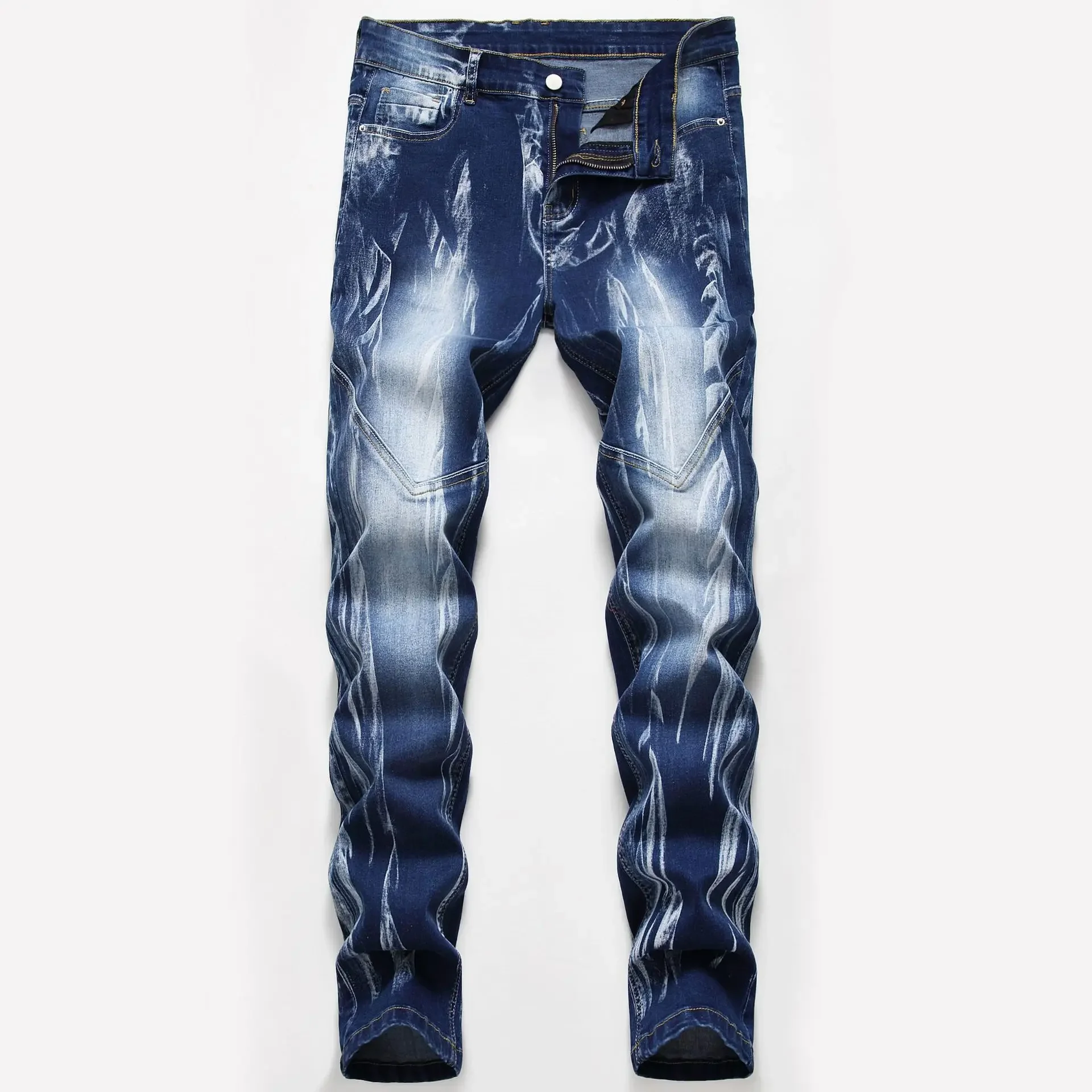 Fashion Print Men's Elasticity - огляд і ціна Streetwear Brand Jeans